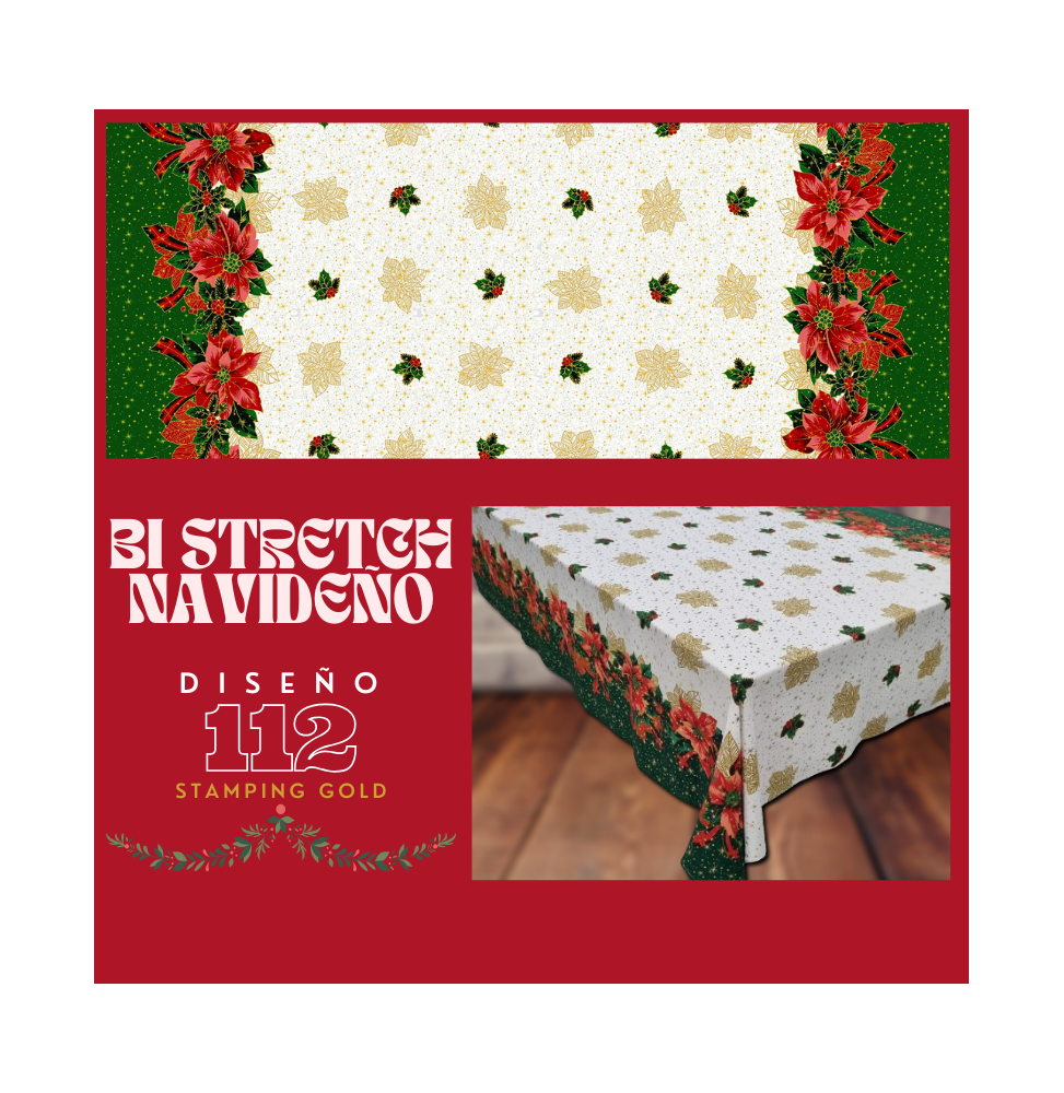 Bi Stretch Navideño Con Brillo 1.60 Mts.