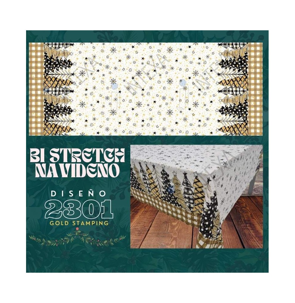 Bi Stretch Navideño Con Brillo 1.60 Mts.