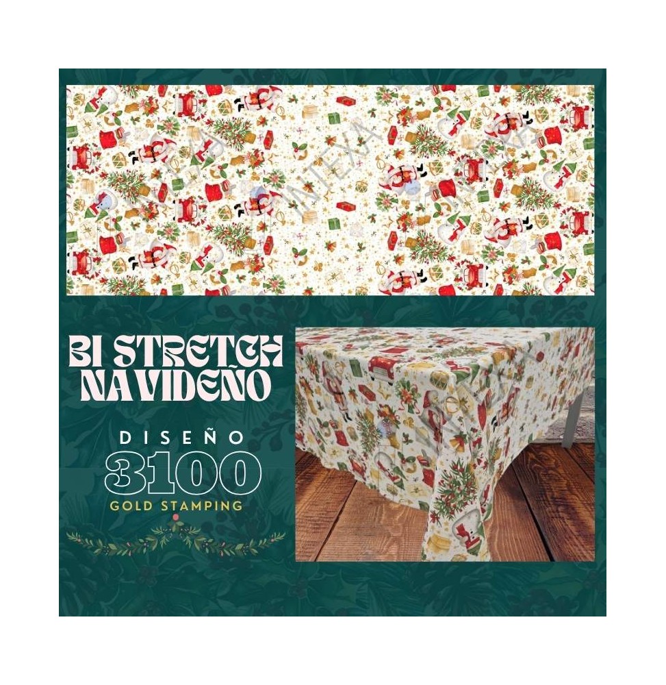 Bi Stretch Navideño Con Brillo 1.60 Mts.